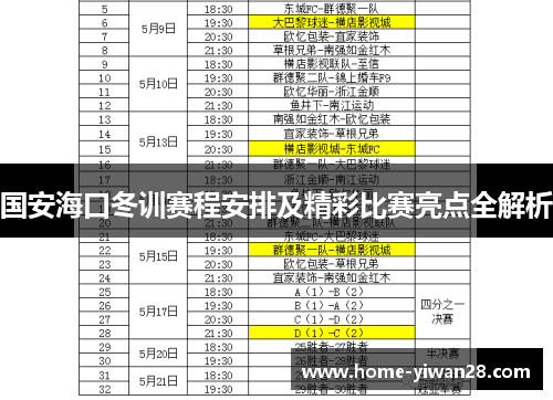 国安海口冬训赛程安排及精彩比赛亮点全解析