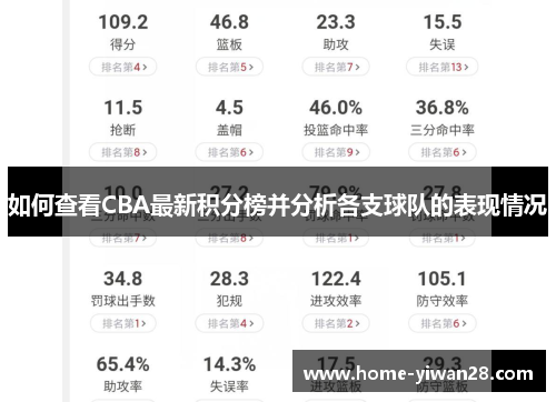 如何查看CBA最新积分榜并分析各支球队的表现情况