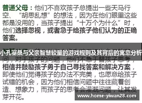 小孔塞桑与父亲智慧较量的游戏规则及其背后的寓意分析